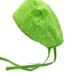 Lime Green Spiral Swirl Scrub cap